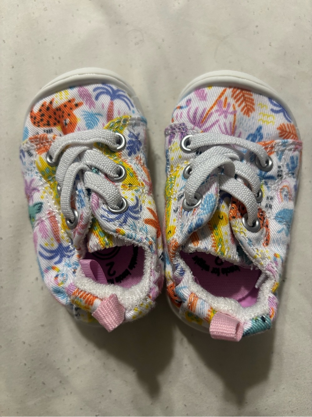 wonder nation White Canvas Baby Shoes with Multicolor Floral Print